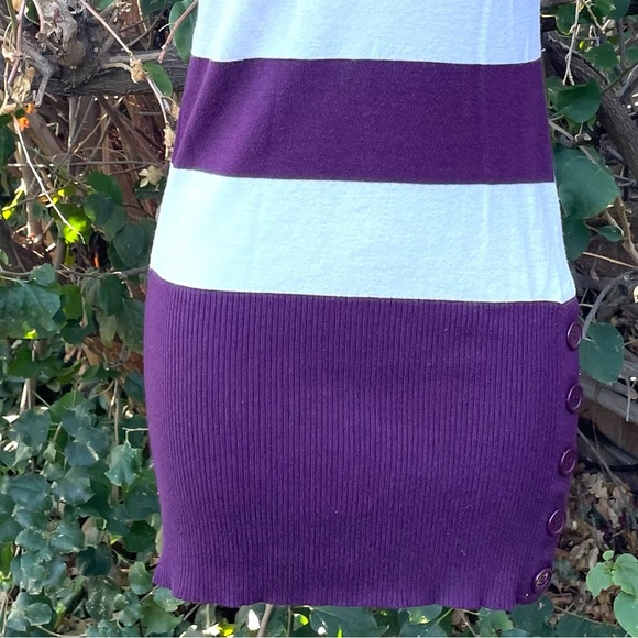 Striped Long V-Neck Knit Sweater Top Cap Sleeve SMALL SAY WHAT - Picture 7 of 8